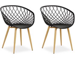 Homestyle4u Tuinstoelen - Set van 2 - Kunststof - Zwart