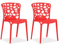 Homestyle4u Tuinstoelen - Set van 2 - Stapelstoelen - Kunststof - Rood