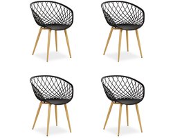Homestyle4u Tuinstoelen - Set van 4 - Kunststof - Zwart