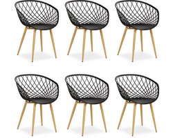 Homestyle4u Tuinstoelen - Set van 6 - Kunststof - Zwart