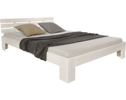 Homestyle4u Tweepersoonsbed 120x200 cm - Houten bed - Bedframe - wit