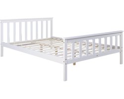 Homestyle4u Tweepersoonsbed - 140x200 cm - Houten bed - Bedframe - Wit