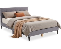 Homestyle4u Tweepersoonsbed - 160 x 200 cm - Gestoffeerd bed - Grijs