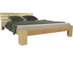 Homestyle4u Tweepersoonsbed - 160x200 cm - Houten bed - Naturel Grenen bed