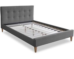 Homestyle4u Tweepersoonsbed - 180 x 200 cm - Gestoffeerd bed - Grijs
