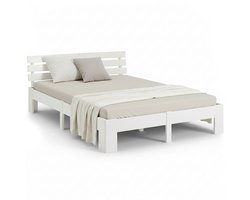 Homestyle4u Tweepersoonsbed 180x200 cm - Houten bed - Bedframe - Twijfelaarbedden - wit