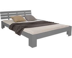 Homestyle4u Tweepersoonsbed - 180x200 cm - Houten bed - Grijs