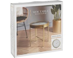 Home&Styling - Bijzettafel - met - klok - goudkleurig