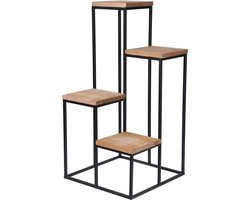 Home&Styling - Plantenstandaard - met - 4 - planken - naturel - en - zwart