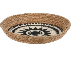 Home&Styling-schaal-mand-lisdoddeblad- naturel met zwart en wit-Ø37 cm