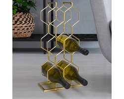 Home&Styling Wijnrek voor 8 flessen metaal goudkleurig