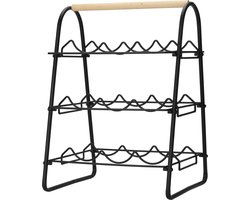 Home&Styling - Wijnrek - voor - 9 - flessen - metaal - zwart - en - naturel
