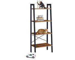 Homesy Boekenkast met 4 niveaus - Ladderrek - Staand rek - Industrieel