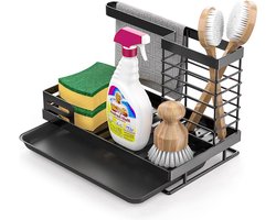 Homesy Gootsteen organizer - Vaatdoekhouder Organizer - Aanrecht en Keuken Organiser - Theedoekhouder - Zwart - 24.8x14.7x14.5