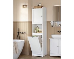 Homesy Kast met verstelbare plank & uitneembare waszak met handgrepen – modern opbergmeubel