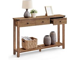 Homesy Sidetable - Gangtafel - Dressoir - Console tafel - Hal/Woonkamer - Vintage - 24x120x76cm - Hout - Bruin - 3 Lades