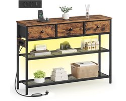 Homesy Sidetable met Stopcontacten en LED, 3 Lades en 3 Niveaus