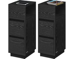 Homesy Smal nachtkastje set van 2 – Met lades in ebbenhout zwart