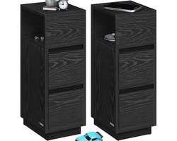 Homesy Smal nachtkastje set van 2 – Met lades in ebbenhout zwart