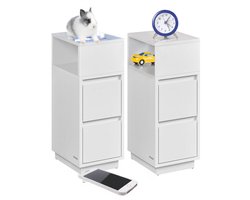 Homesy Smal nachtkastje set van 2 – Met lades wolkwit