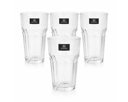 Homeware Vega HB Drinkglazen – Set van 4 × 330 ml – Klassiek Geribbeld Design – Stevig Glas voor Water, Frisdrank & Dagelijks Gebruik
