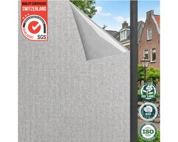 Homewell Textiel Raamfolie HR++ 45x300 - Isolerend & Zonwerend - Anti inkijk - Statisch - Linnenlook Grijs