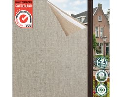 Homewell Textiel Raamfolie HR++ 70x300 - Isolerend & Zonwerend - Anti inkijk - Statisch - Linnenlook Koffie