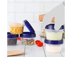 HomeyGear 6-pack Twist Top voedselcontainers | Lekvrije, luchtdichte bewaardozen met schroefdeksel | BPA-vrij, stapelbaar, herbruikbaar keukengereedschap, snacks | 113 ml