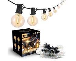 Homezie Lichtsnoer | 3 meter met 10 kunststof LED bulbs | Warm wit | IP44 Spatwaterdicht | Koppelbaar & Dimbaar | Tuinverlichting | Prikkabel