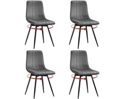 Homezo eetkamerstoelen - 4 Draaibare keukenstoelen - Donkergrijs fluweel - Ergonomische rugleuning - Tot 150 kg - Antislipvoetjes
