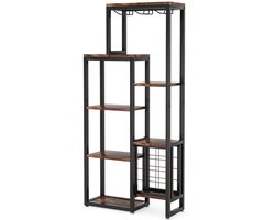 Homezo wijnkast - Wijnrek - Wijnopslag met glashouder - 12 Flessen - 6/9 Glazen - Ruimte voor karaffen, accessoires, decoratie