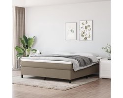 Homgoday Boxspring bedframe 160x200 cm taupe, stof & hout, voor een goede nachtrust Model3120874