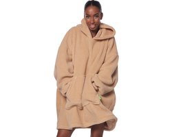 Homie Hoodie Blanket - Teddy Stof - Fleece Deken met Mouwen - Beige