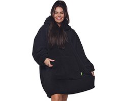 Homie Hoodie Blanket - Teddy Stof - Hoodie Deken - Fleece Deken Met Mouwen - Zwart