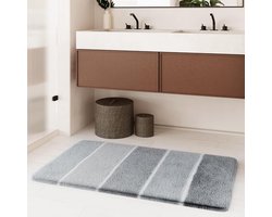 Homie Living Badmat, behaaglijke pluizige zachte pool, antislip en wasbaar, Rio Marina (55 x 65 cm, grijs, multi)