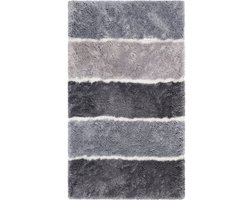 Homie Living - Rio Marina - Badmat - 55x65 cm - zilvergrijs - Douchemat Basic - Bestseller Gestreept Design - Comfortabel & Absorberend - Wasbaar en Antislip