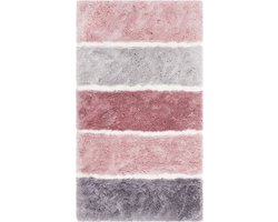 Homie Living - Rio Marina - Badmat - 60x100 cm - roze grijs zilver - Douchemat Basic – Bestseller Gestreept Design – Comfortabel & Absorberend – Wasbaar en Antislip