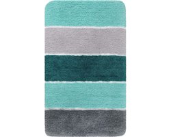 Homie Living - Rio Marina - Badmat - 70x120 cm - turquoise blauw - Douchemat Basic – Bestseller Gestreept Design – Comfortabel & Absorberend – Wasbaar en Antislip