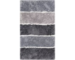 Homie Living - Rio Marina - Badmat - 70x120 cm - zilvergrijs - Douchemat Basic – Bestseller Gestreept Design – Comfortabel & Absorberend – Wasbaar en Antislip