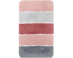 Homie Living - Rio Marina - Badmat - 80x150 cm - Poederroze - Douchemat Basic – Bestseller Gestreept Design – Comfortabel & Absorberend – Wasbaar en Antislip