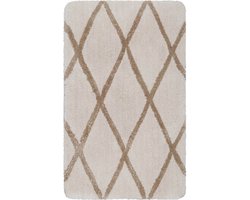 Homie Living - San Bosa - Badmat - 55x65 cm - beige/zand - Douchemat Modern Design – Grafisch Ruitmotief – Zacht & Comfortabel – Wasbaar en Antislip