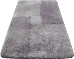 Homie Living - San Piero - Badmat - 60x100 cm - grijs - Douchemat Modern Design – Grafisch Patchwork Patroon – Zacht & Comfortabel – Wasbaar en Antislip