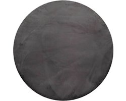 Homie Living - Vita - Hoogpolig vloerkleed - 100 cm rond - antraciet -