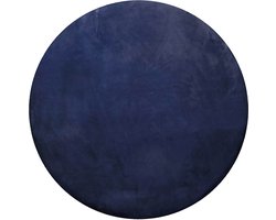 Homie Living - Vita - Hoogpolig vloerkleed - 150 cm rond - donkerblauw -