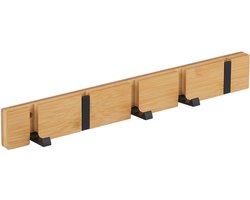 Homium Wandkapstok van bamboe 5 haken - hout - 50 cm - muurkapstok