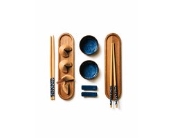 Homla - 8-Delige - Serviesset - Sushi serveerset - Sushi Set met Granaatappelkommen & Acaciahouten Planken - Japans Servies voor Sushi, Hapjes & Tafelmomenten - Multicolor