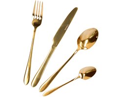 HOMLA - Abele Bestekset - 16-Delig Luxe Bestekset - Iridescent Cutlery Set - Modern Design Tafelbestek - Lepels, Vorken & Messen - RVS - Goud