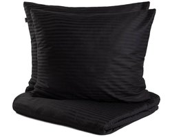 HOMLA AGNES - BEDDING - Beddengoed - Dekbedovertrek - Satijn Zwart - 160x200 cm + 2x70x80 cm