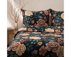 HOMLA - Beddengoed - MEERI - Bloemenprint Satin - 220x200 + 2x70x80 cm