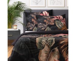 HOMLA FONCE - BEDDING - Beddengoed - Dekbedovertrek - Microvezel Zwart Blad - 160x200 cm